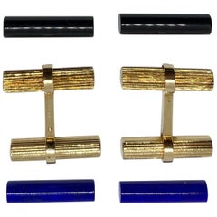 Classic Cufflinks with Interchangeable Gold, Lapis and Black Onyx Batons