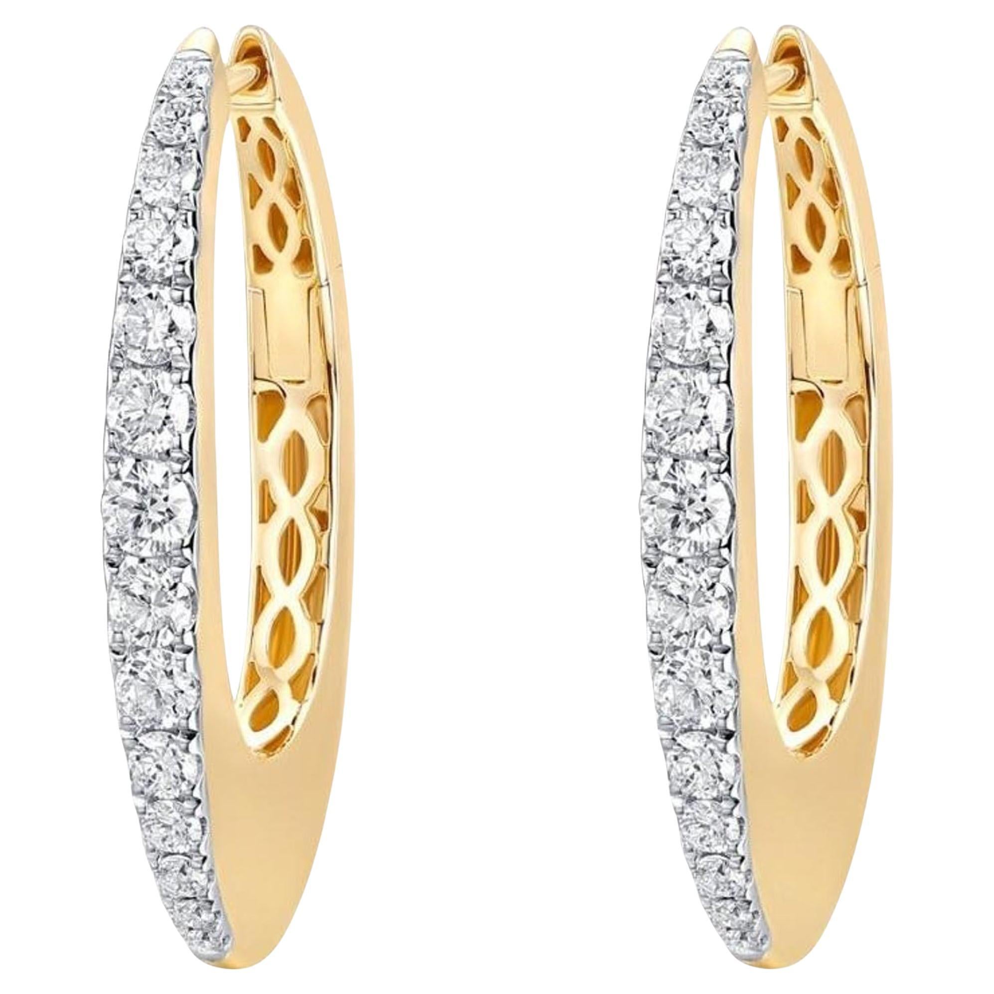 Orecchini a cerchio in oro giallo 14K con diamanti e cristalli