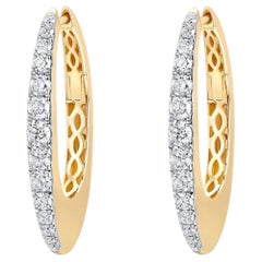Pendientes Aros Oro Amarillo 14K Diamante Cristal