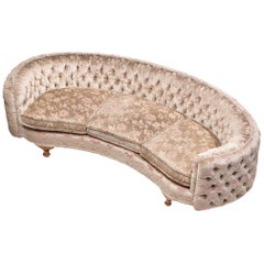 Classic Curved Settee with Floral Upholstery