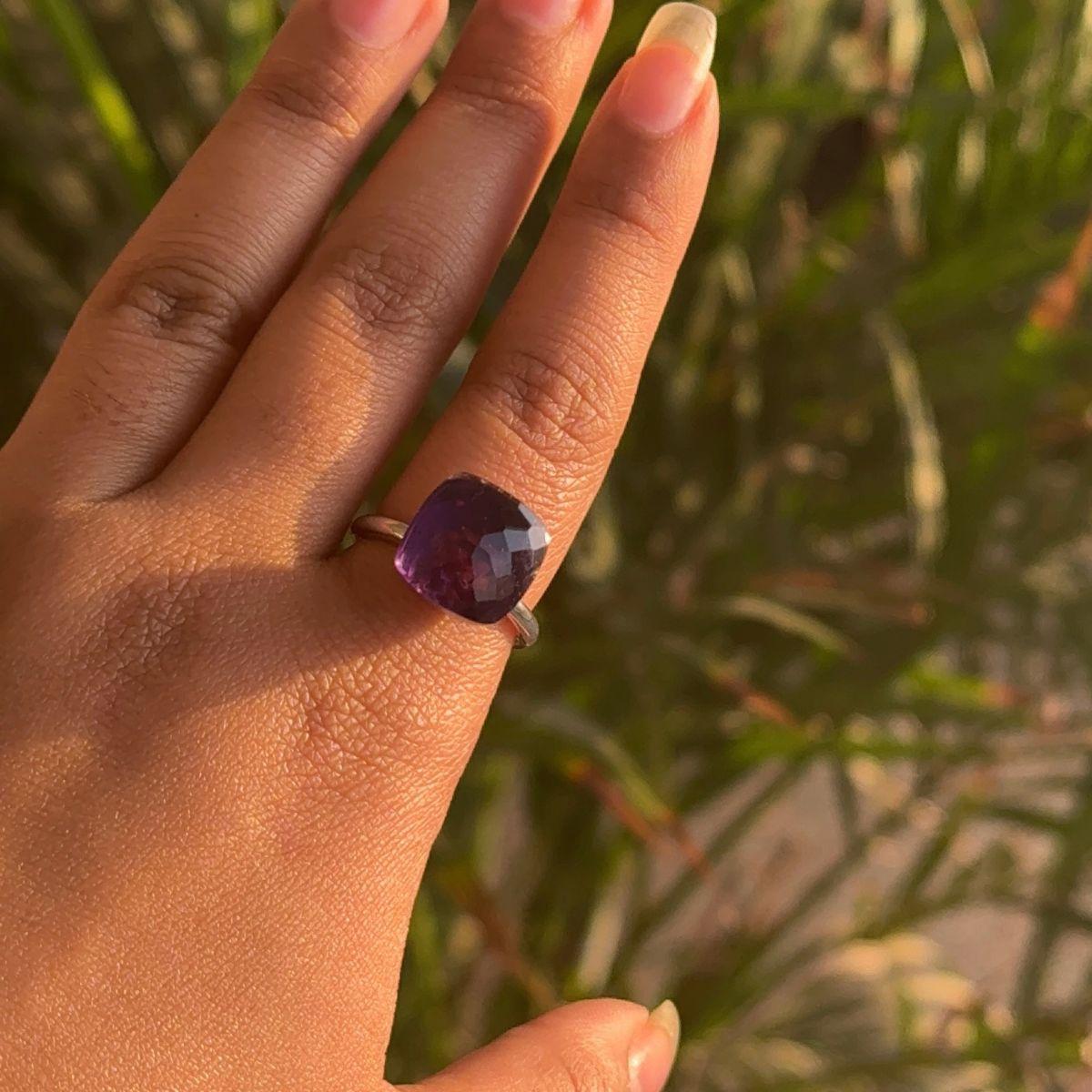 For Sale:  Cushion Amethyst Big Single Stone Ring in 925 Silver Statement Jewelry Gift 2