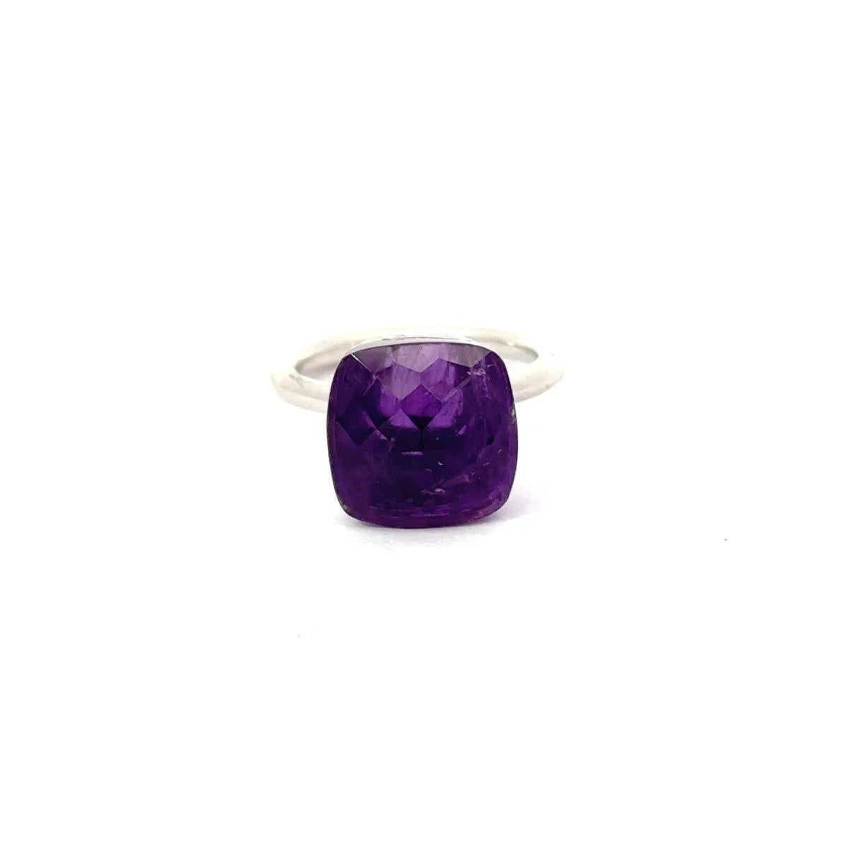 For Sale:  Cushion Amethyst Big Single Stone Ring in 925 Silver Statement Jewelry Gift 5