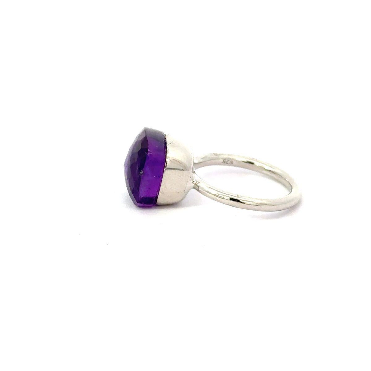 For Sale:  Cushion Amethyst Big Single Stone Ring in 925 Silver Statement Jewelry Gift 7