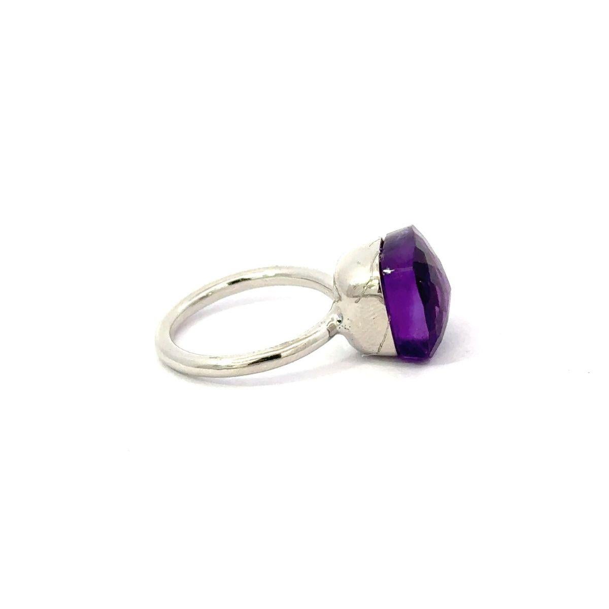 For Sale:  Cushion Amethyst Big Single Stone Ring in 925 Silver Statement Jewelry Gift 9