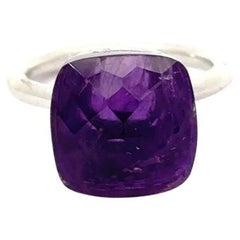 Cushion Amethyst Big Single Stone Ring in 925 Silver Statement Jewelry Gift