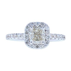 Classic Cushion Cut Diamond Engagement Ring with Diamond Halo