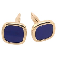 Classic Cushion Shape Lapiz Lazuli Cufflinks in 14ct Yellow Gold