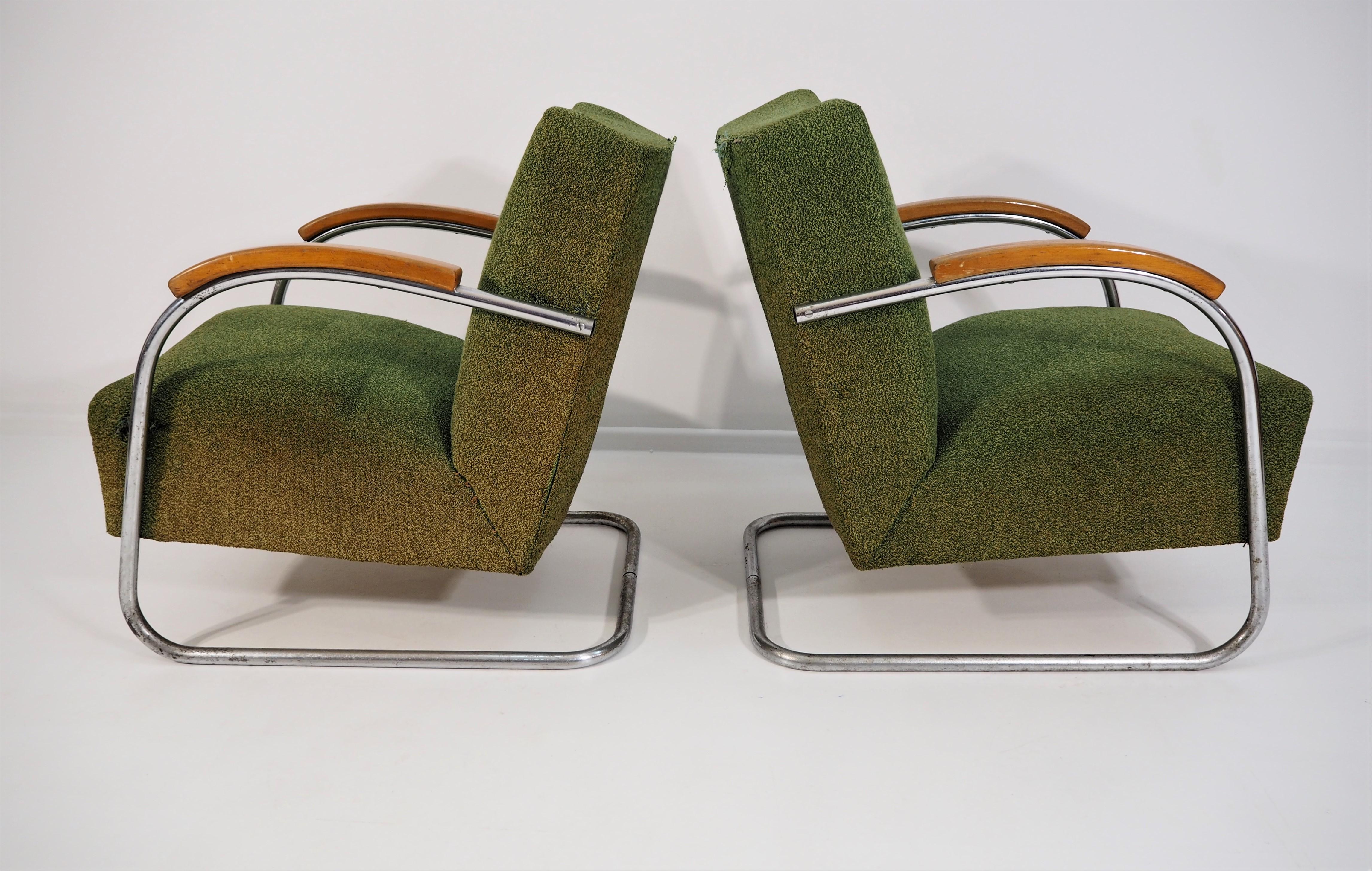 Classic Czech Chrome Chairs from Mücke Melder, 1940s, Set of 2 1