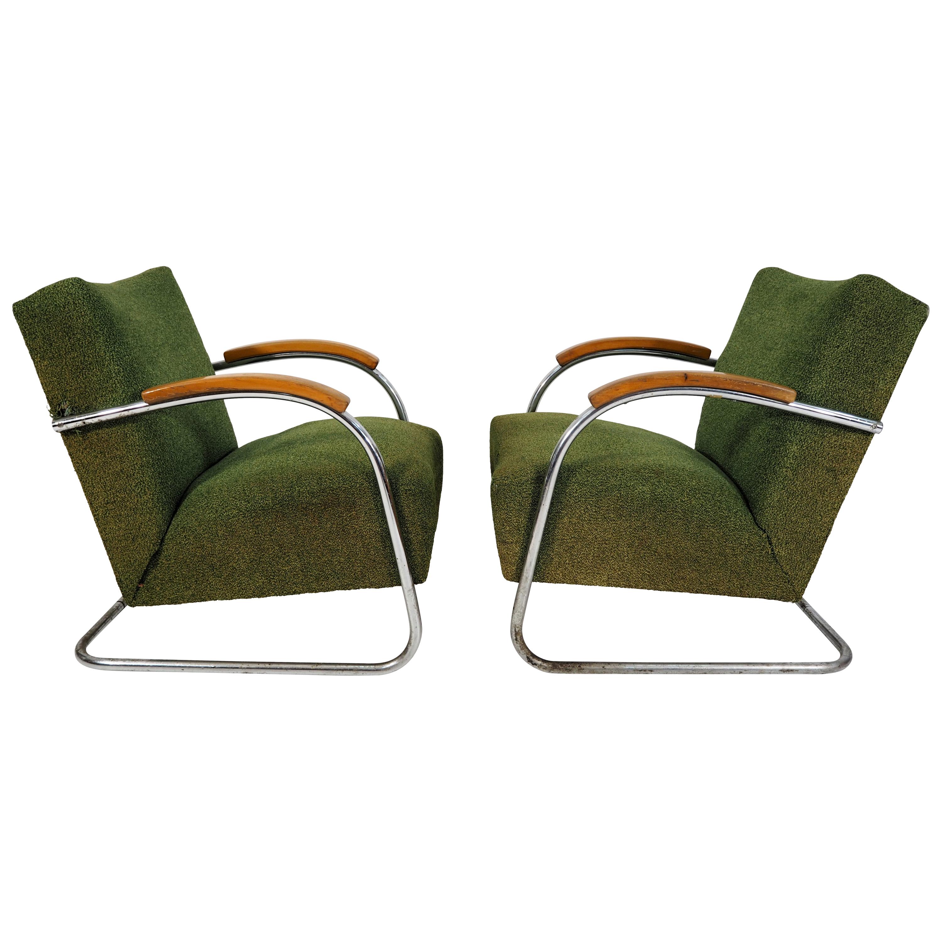 Classic Czech Chrome Chairs from Mücke Melder, 1940s, Set of 2