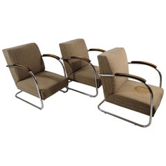 Classic Czech Chrome Chairs from Mücke Melder, 1940s, Set of 3