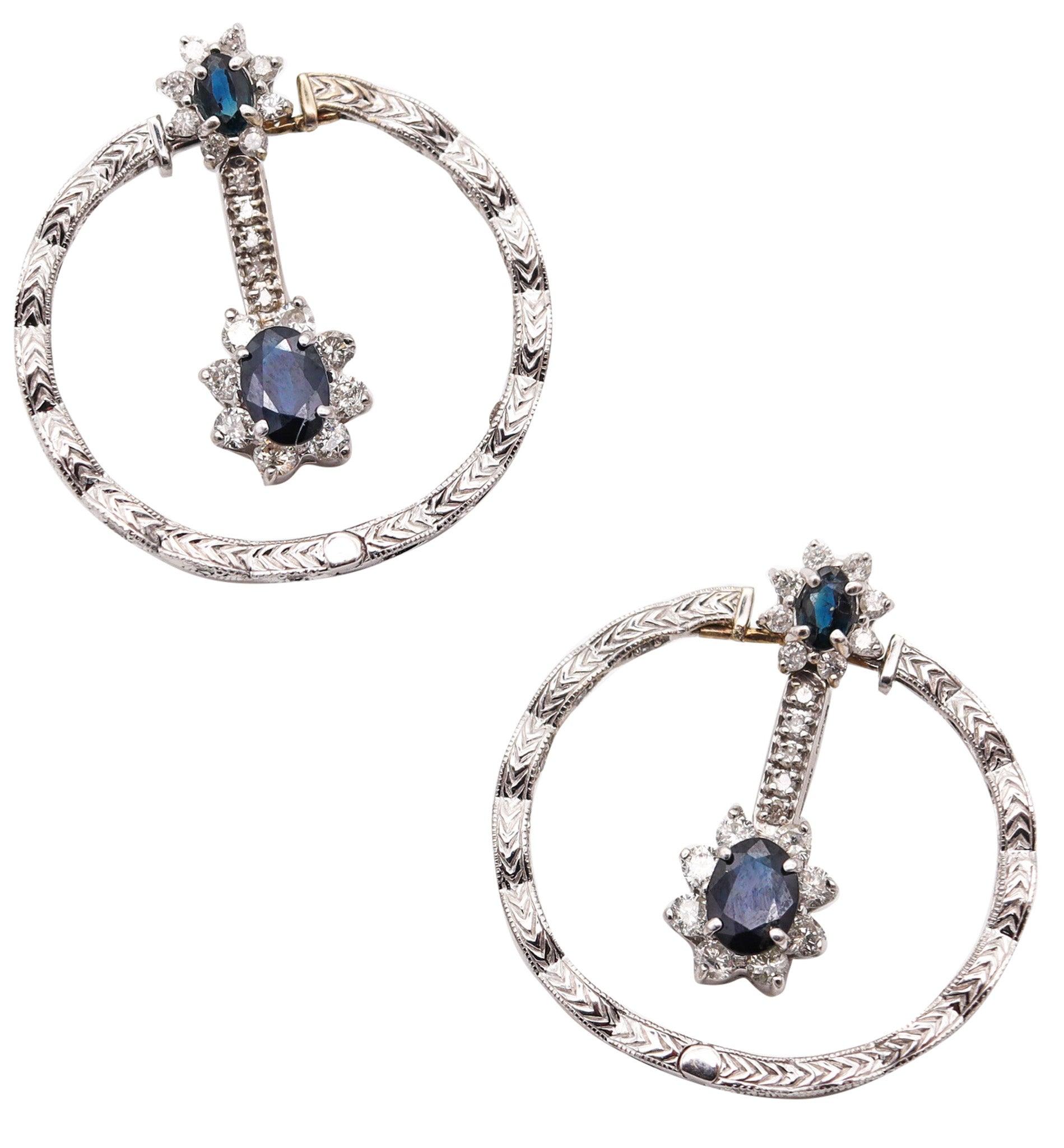 CLASSIC Ohrhänger mit Tropfen aus 18 Karat Gold mit 4,14 Karat Diamanten und Saphiren