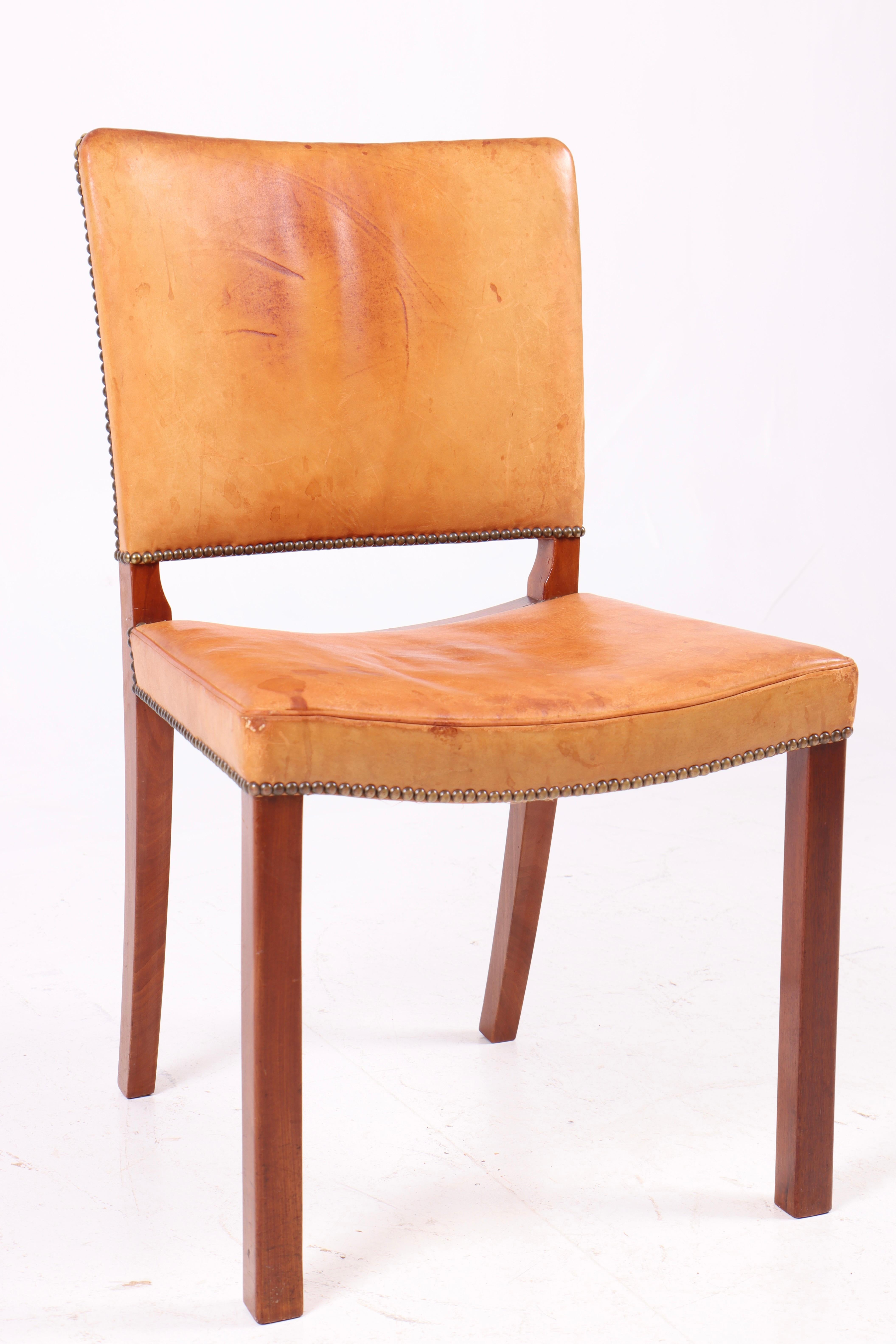 Scandinave moderne Classic Danish 1940s Chair in Cuban Mahogany and Niger Leather (Chaise danoise classique des années 1940 en acajou cubain et cuir nigérien) en vente