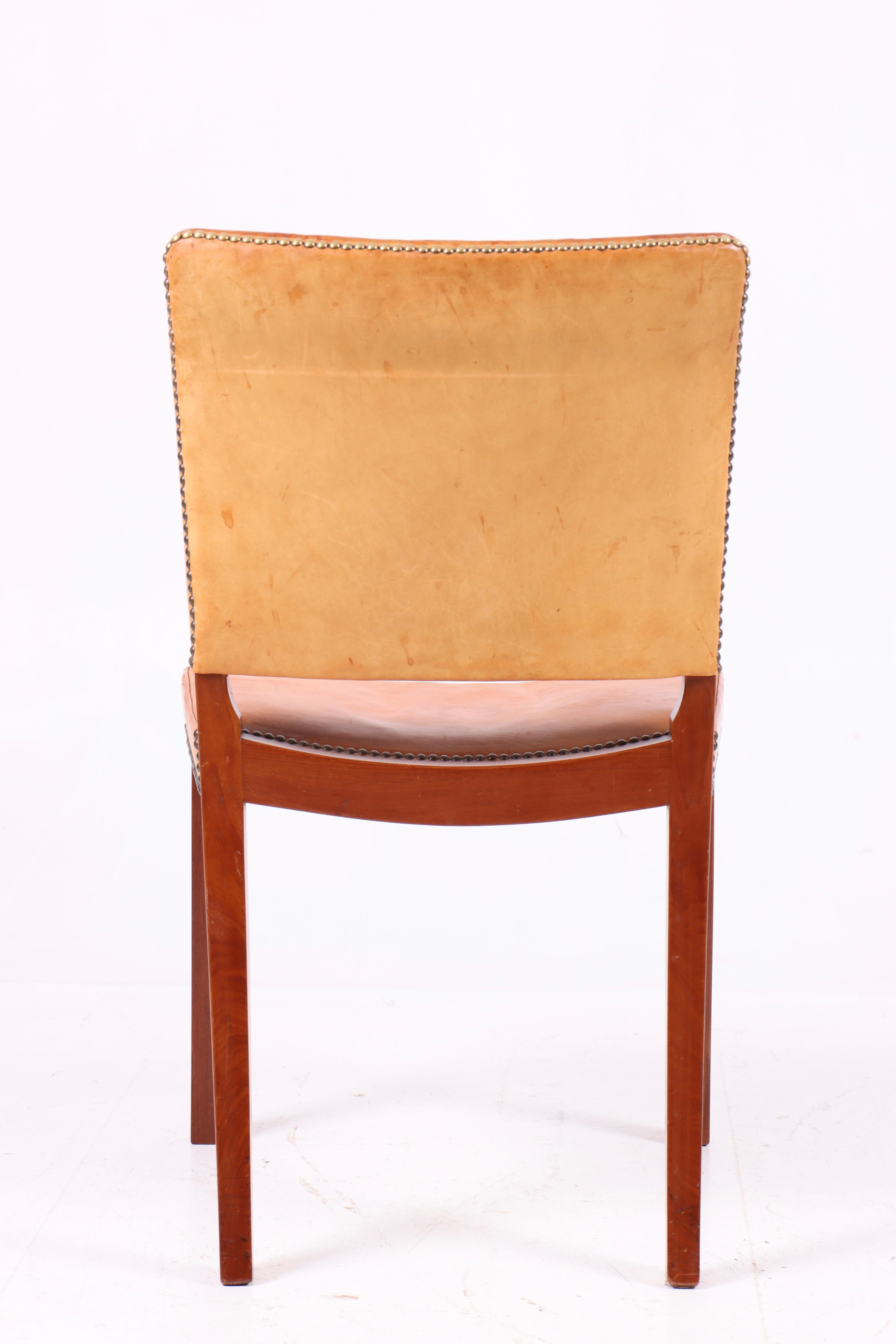 Milieu du XXe siècle Classic Danish 1940s Chair in Cuban Mahogany and Niger Leather (Chaise danoise classique des années 1940 en acajou cubain et cuir nigérien) en vente