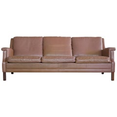 Classic Danish 1960s Sofa in Brown Buffalo Leather by Georg Thams