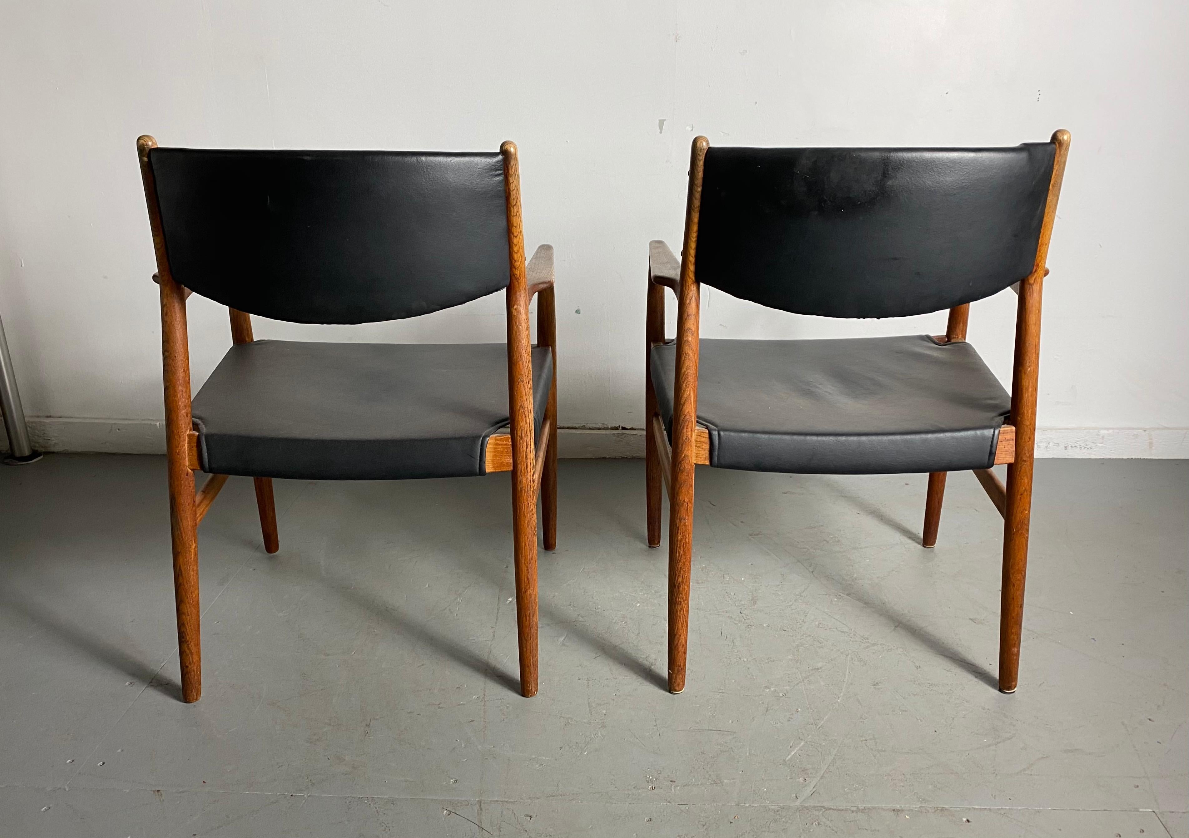 Classic Danish Armchairs in Solid Oak by Knud Andersen, J.C.A. Jensen In Good Condition For Sale In Buffalo, NY