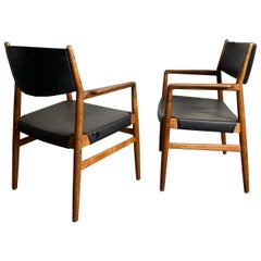 Retro Classic Danish Armchairs in Solid Oak by Knud Andersen, J.C.A. Jensen