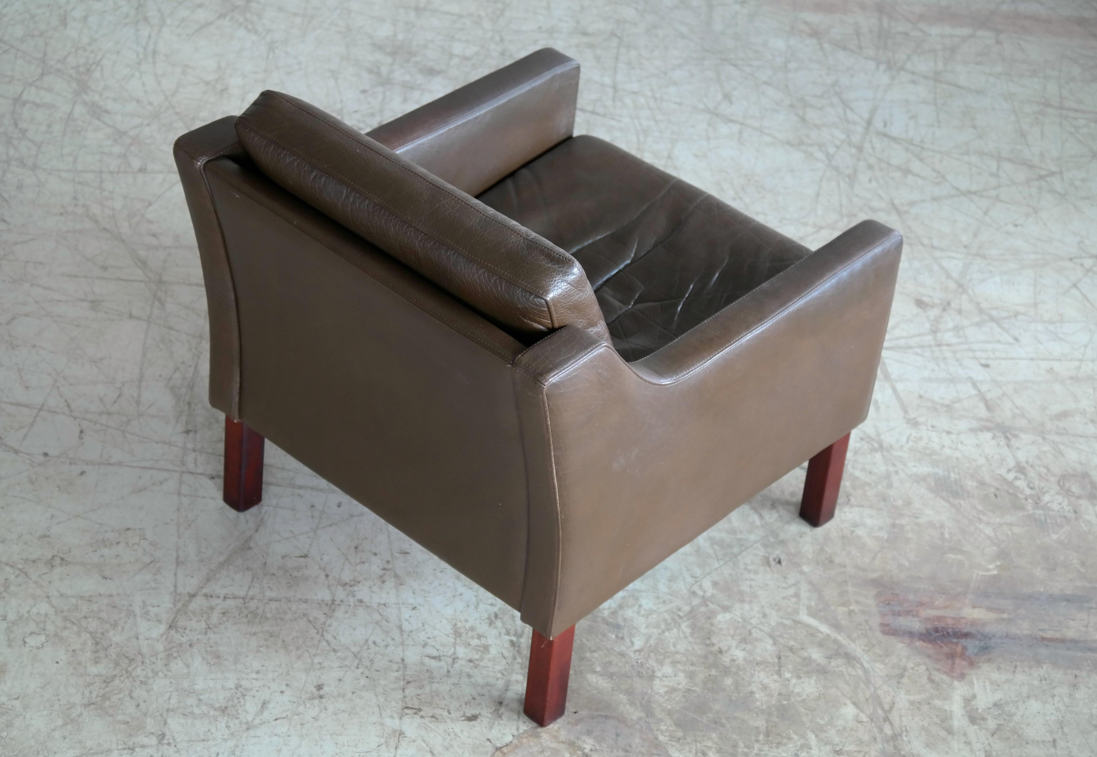 Classic Danish Borge Mogensen Style Easy Chair in Espresso Buffalo Leather 7