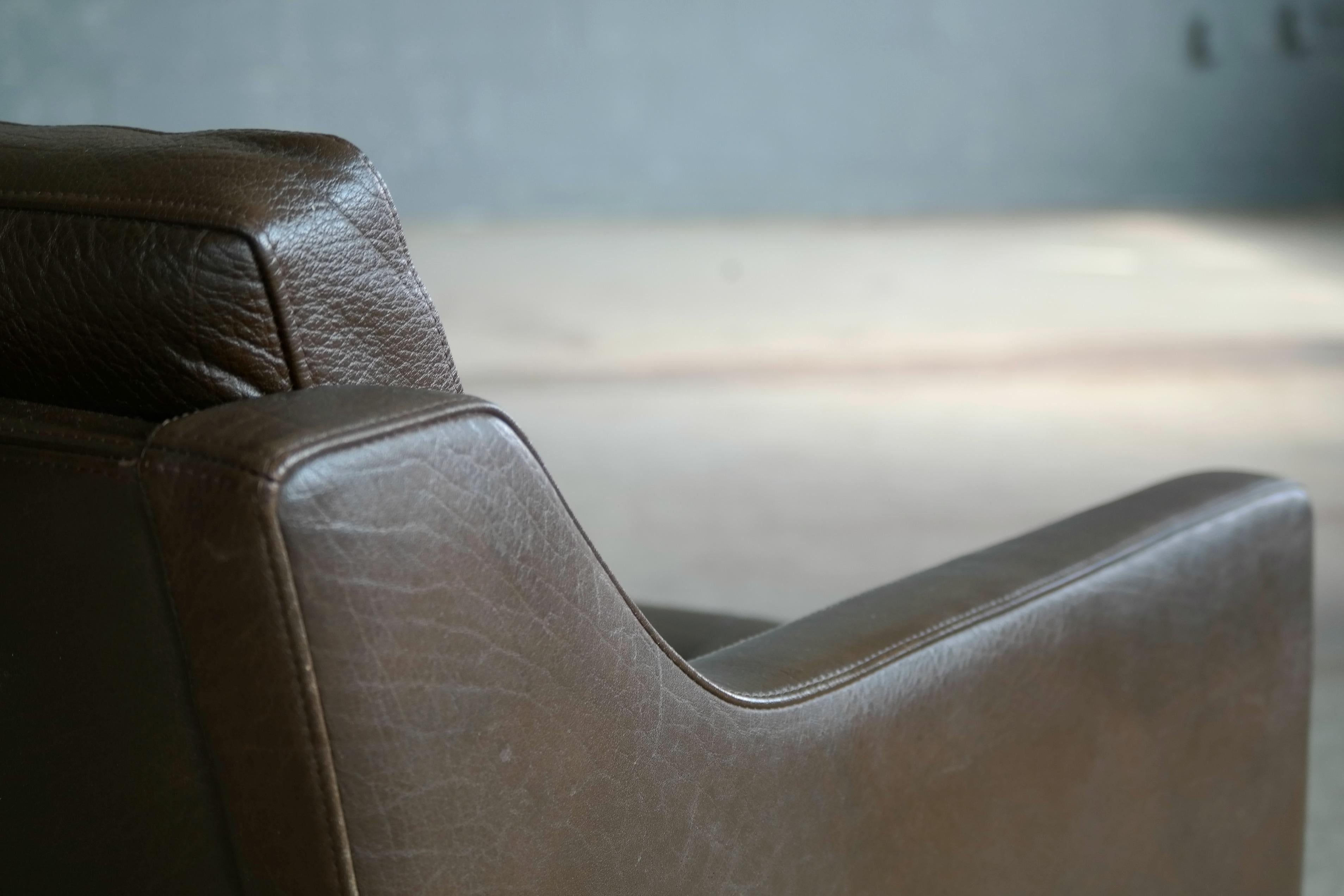 Classic Danish Borge Mogensen Style Easy Chair in Espresso Buffalo Leather 8