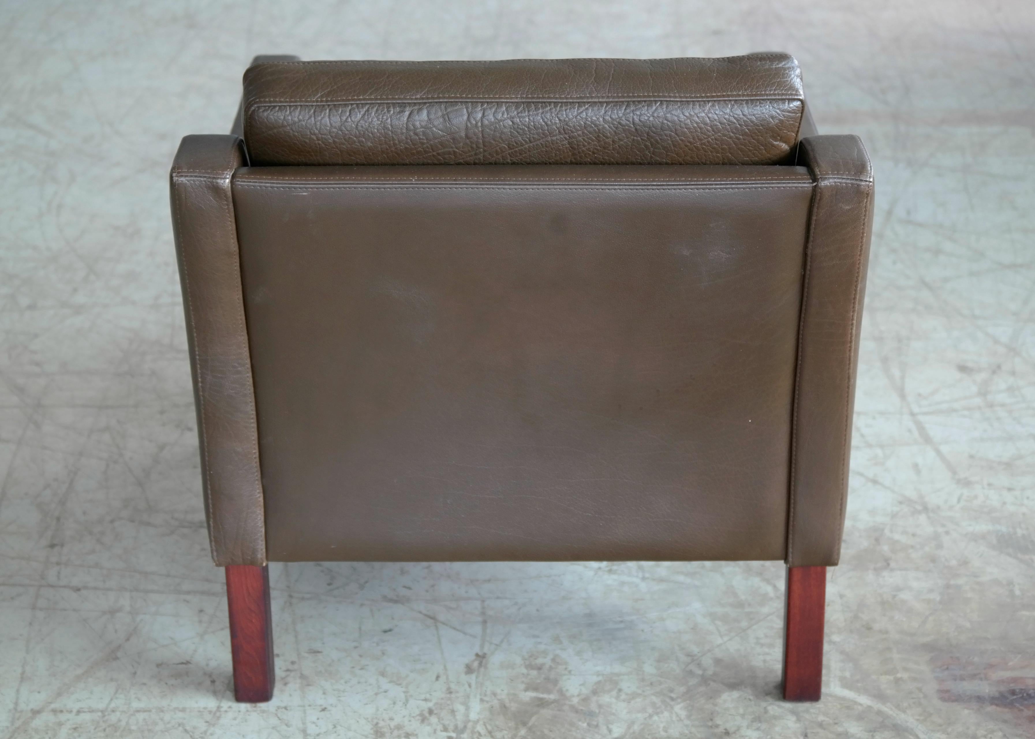 Classic Danish Borge Mogensen Style Easy Chair in Espresso Buffalo Leather 9