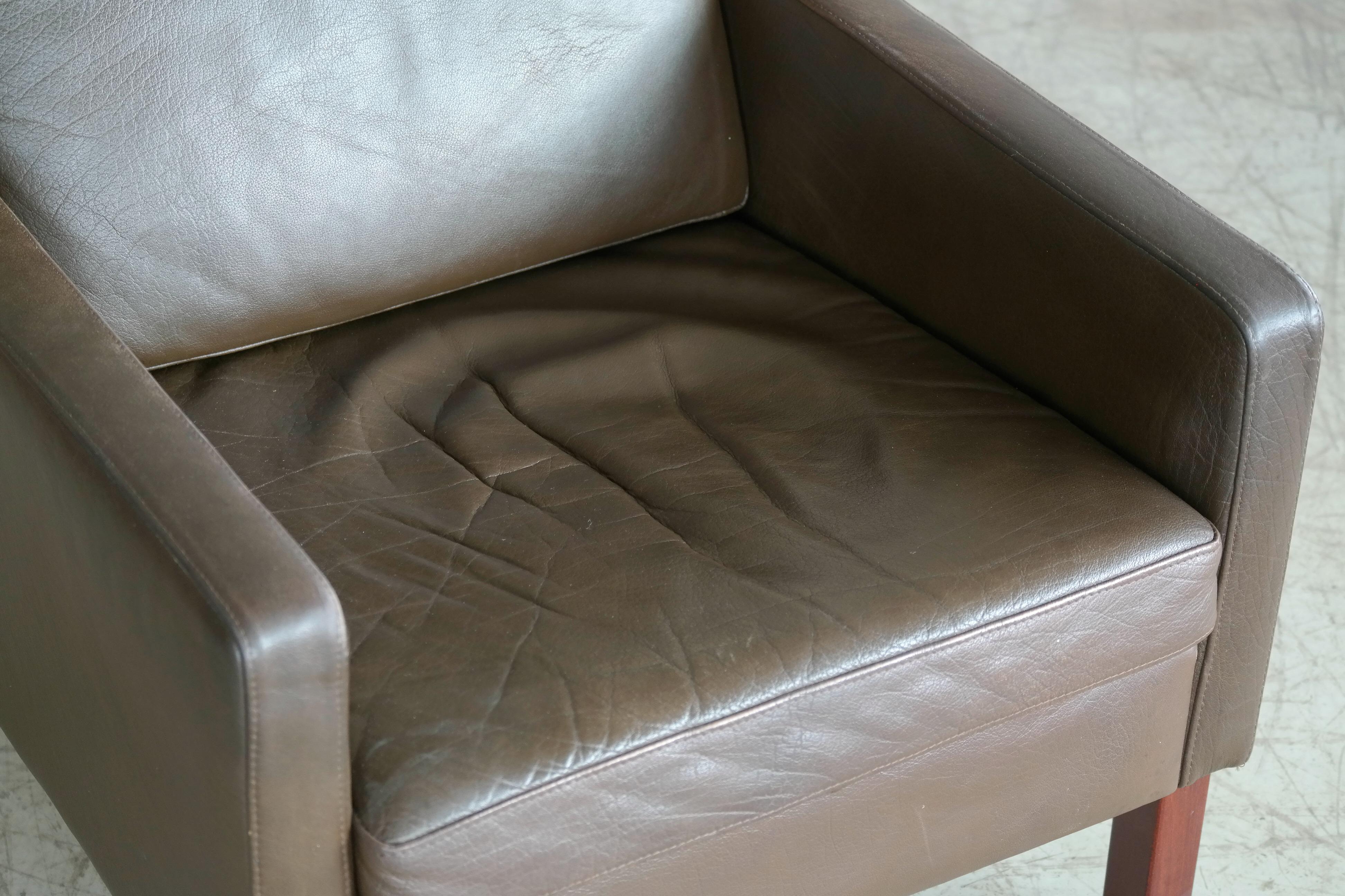 Classic Danish Borge Mogensen Style Easy Chair in Espresso Buffalo Leather 2