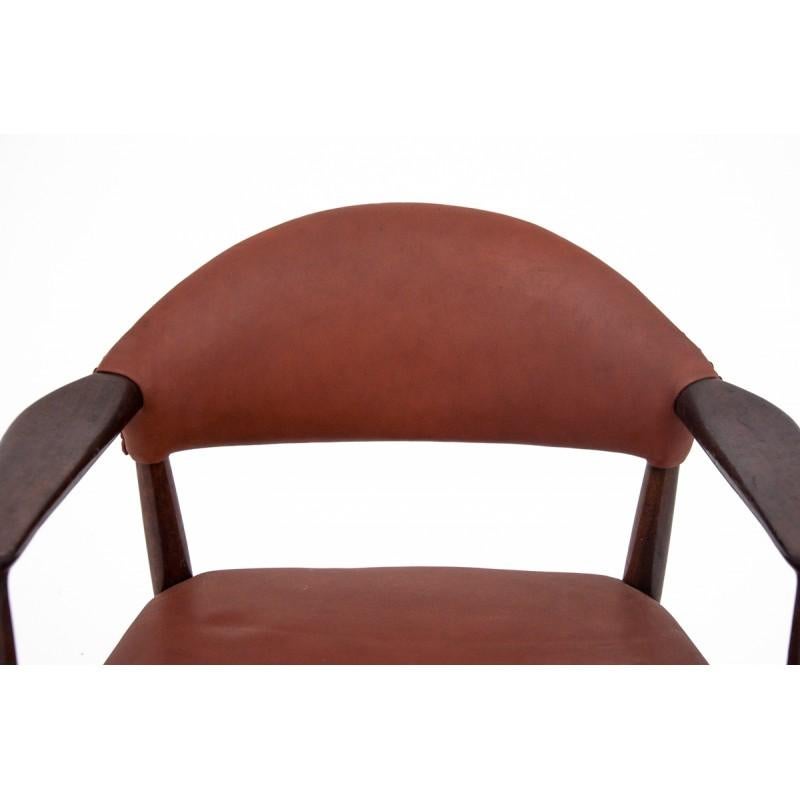 Scandinavian Modern Classic Danish Design Armchair, Original Leather, Denmark, 1970s