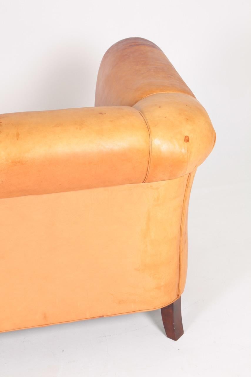 Classic Danish Design Sofa in Patinated Leather, 1940s 5