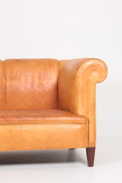 Classic Danish Design Sofa in Patinated Leather, 1940s