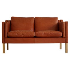 Classic Danish Mid Century Two Seater Sofa in Cognac Leather, Made in 1970s