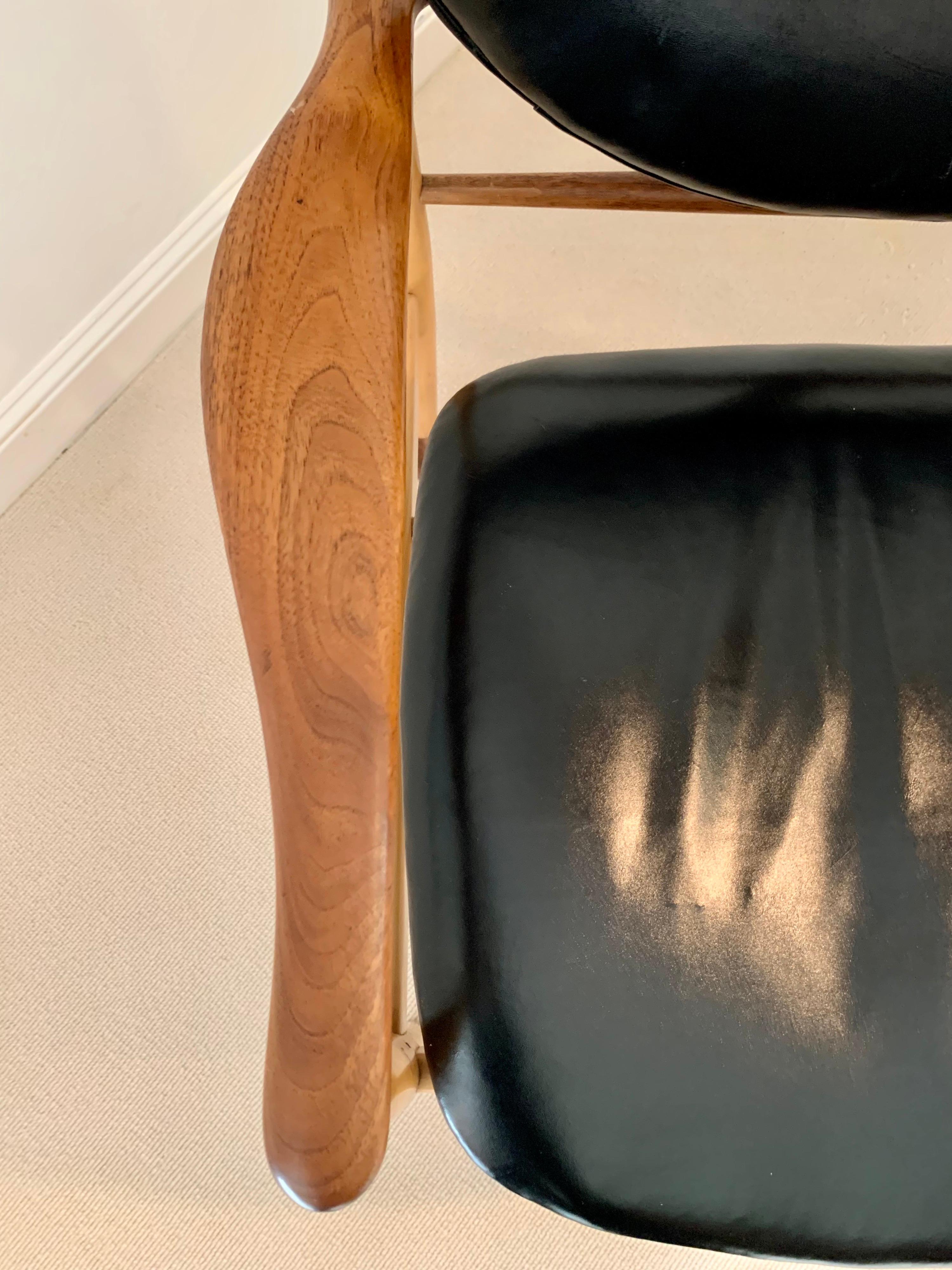 Classic Danish Modern Finn Juhl #48 Rare Maple, Walnut and Leather Chair Vodder 7