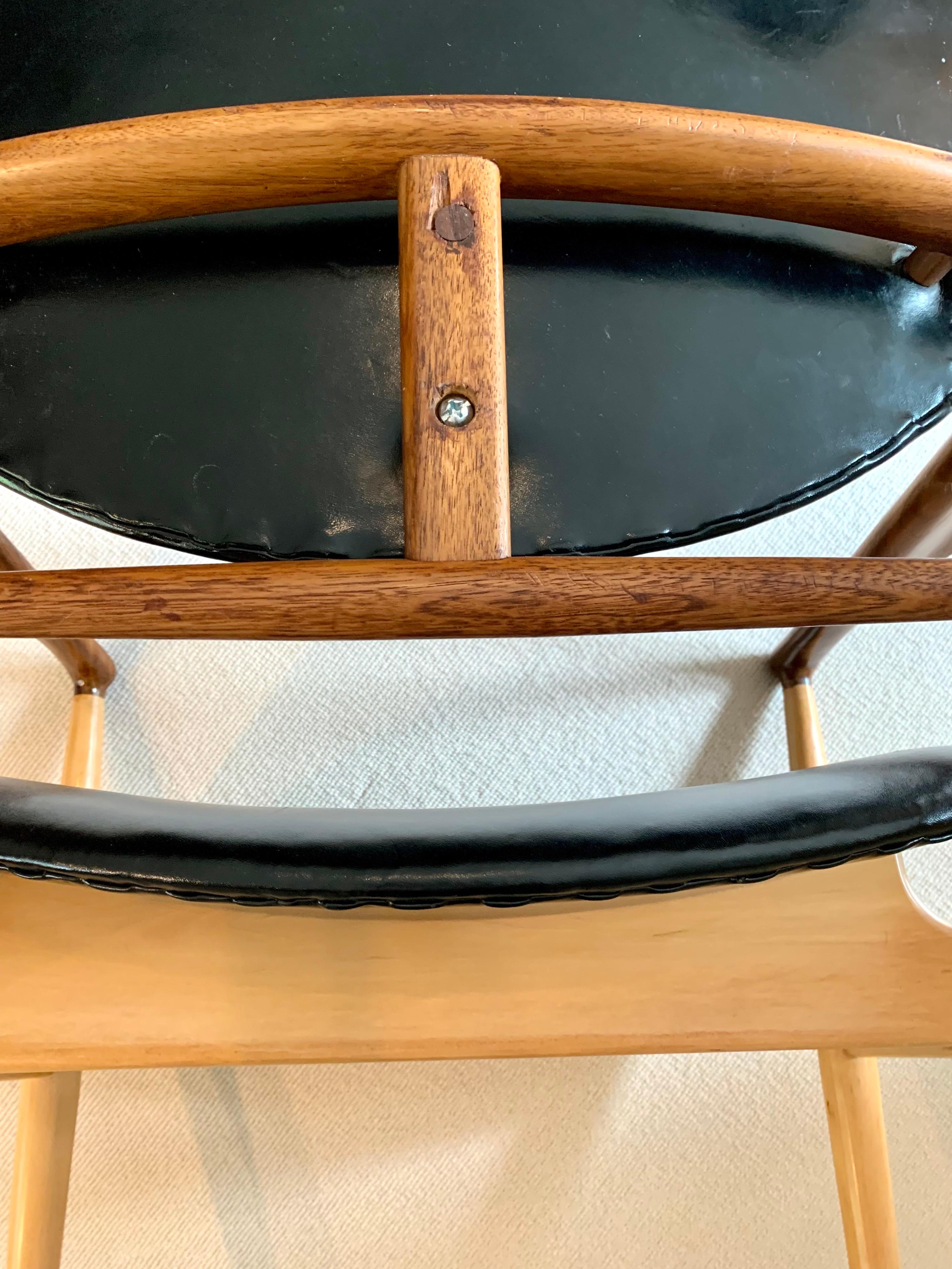 Classic Danish Modern Finn Juhl #48 Rare Maple, Walnut and Leather Chair Vodder 8