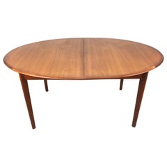 Classic Danish Modern Oval Extension Dining Table in Teak Wood