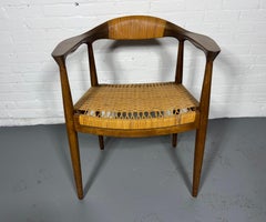 Classic Danish Modernist Arm Chair Oak & Cane attributed to Hans Wegner