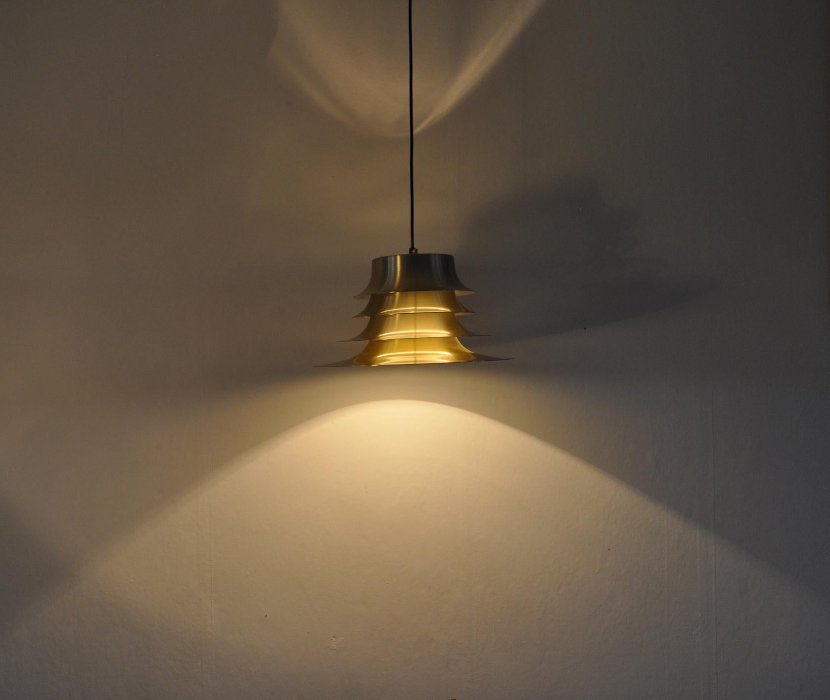 Scandinavian Modern Classic Danish Multilayered Pendant Light in Brass For Sale