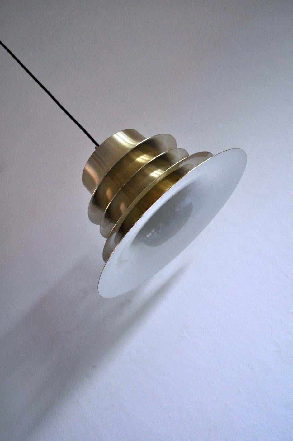 20th Century Classic Danish Multilayered Pendant Light in Brass For Sale
