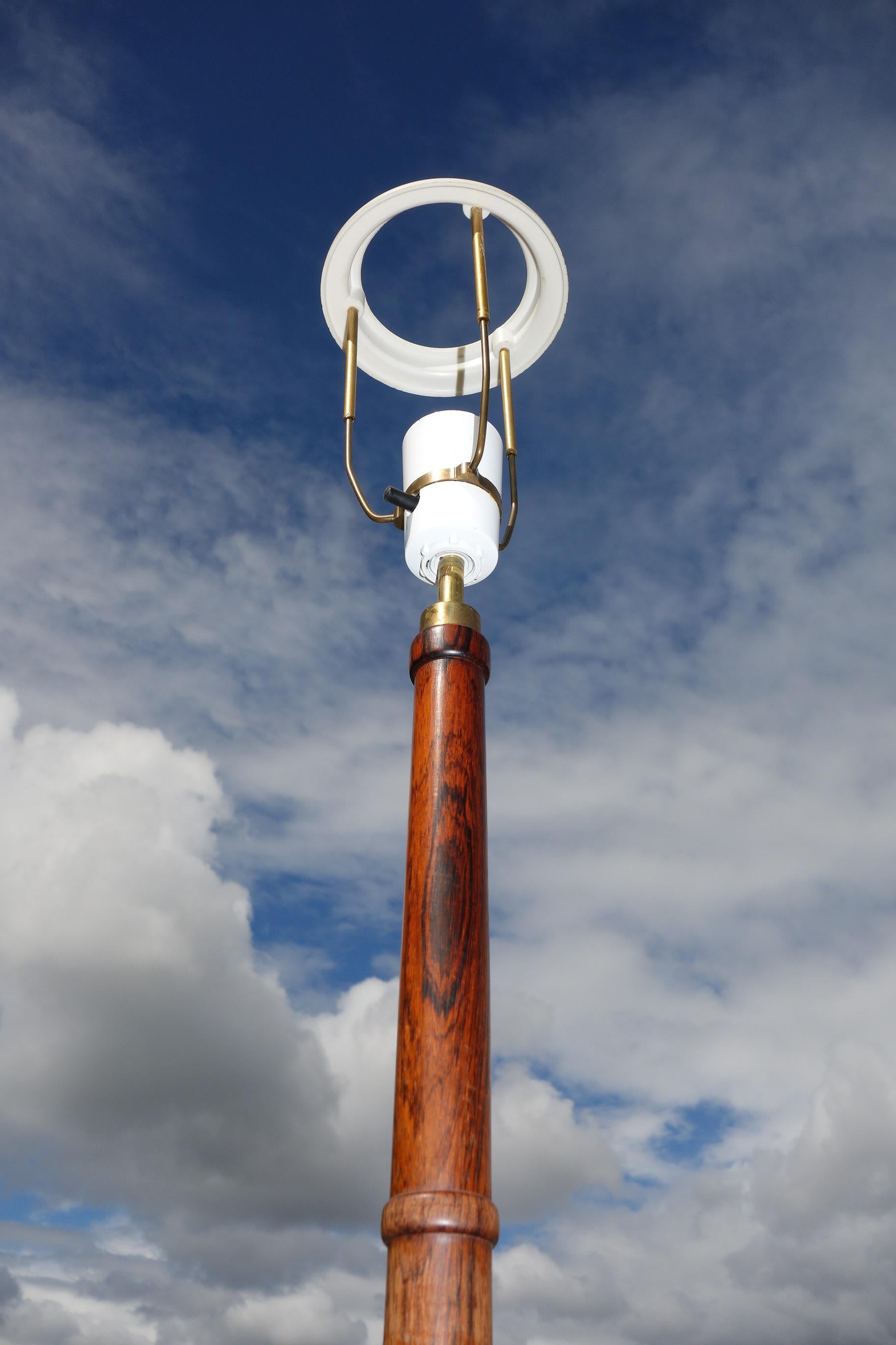 Scandinavian Modern Classic Danish Rosewood and Brass Adjustable Hight Floodlight from the 1960s For Sale