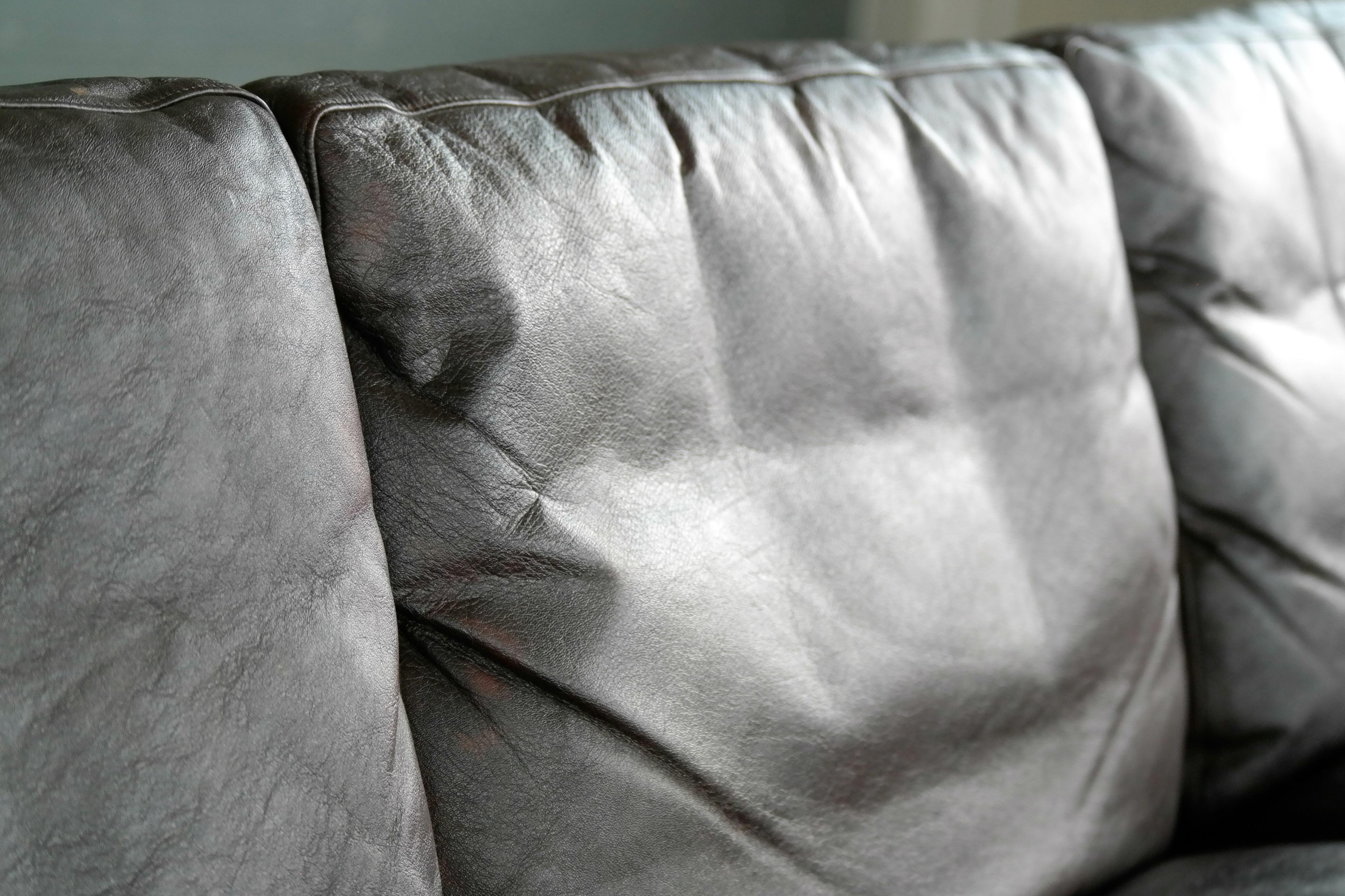 Mid-Century Modern Classic Danish Slim Profile 1960s Sofa in Espresso Brown Leather by Georg Thams