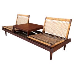 Classic Danish Teak & cane  Modular Sofa/ Daybed with table by Hans Olsen