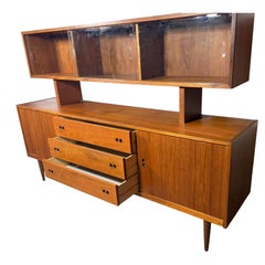 Classic Danish Teak Credenza/sideboard with glass top hutch attr. Arne Vodder