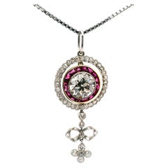 Ciondolo classico Deco con diamanti e rubini