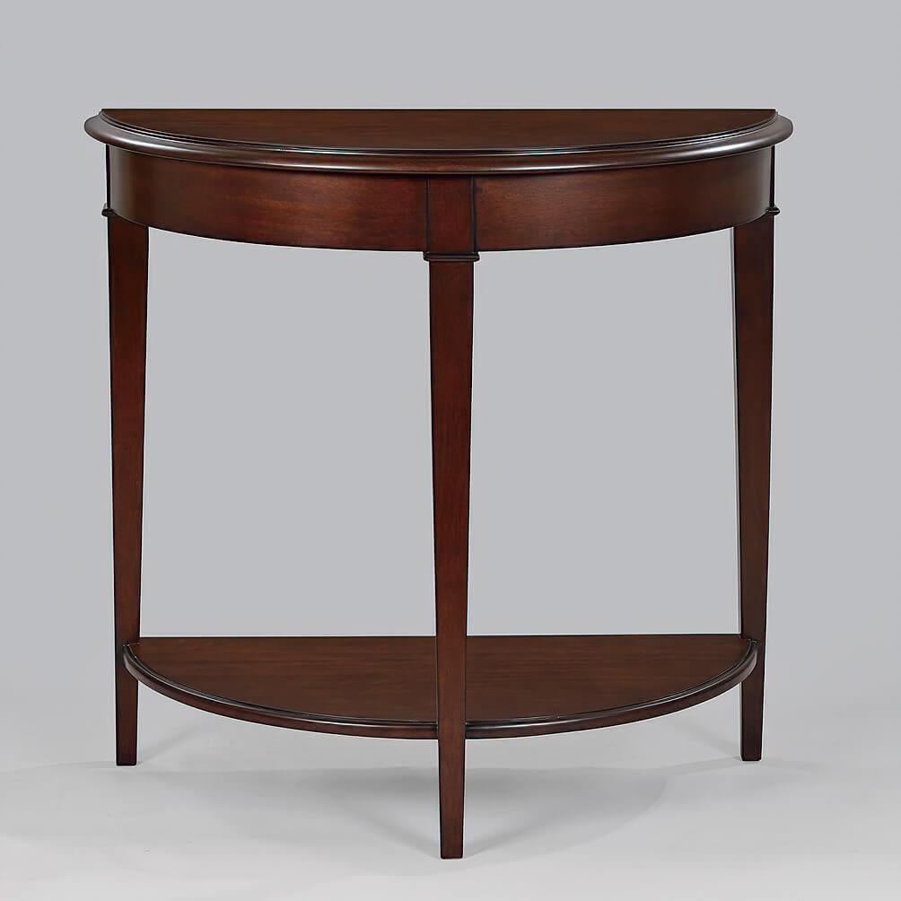 Neoclassical Classic Demilune Console, Mahogany Finish