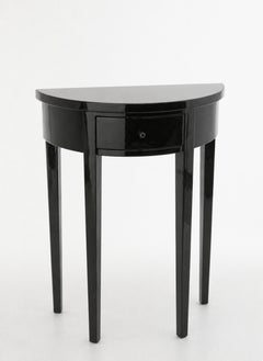 Classic Demi-Lune Side Table in High-Gloss Black Lacquer