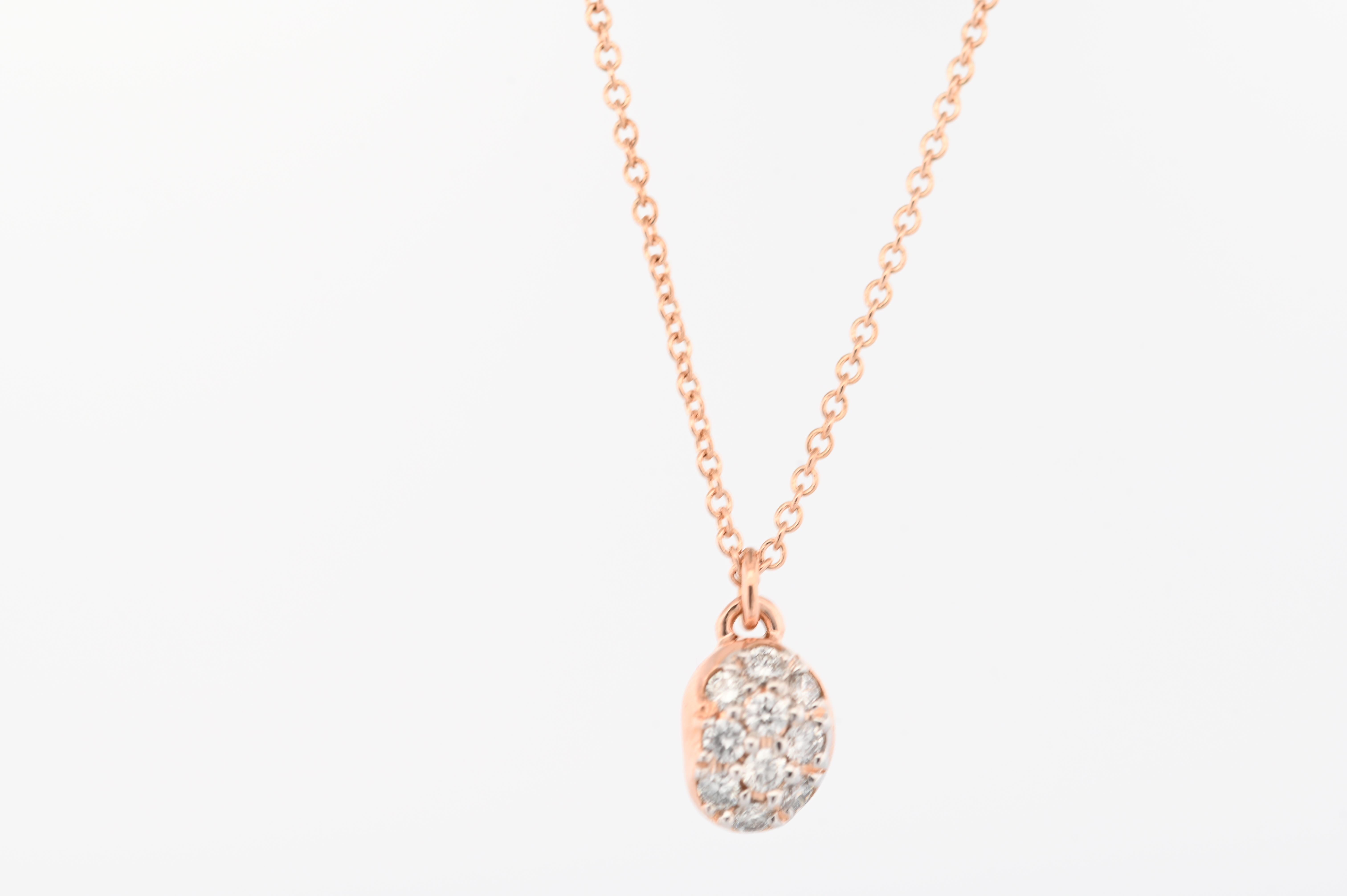 Classic Design 18K Rose Pave Diamant Nugget Halskette (Moderne) im Angebot