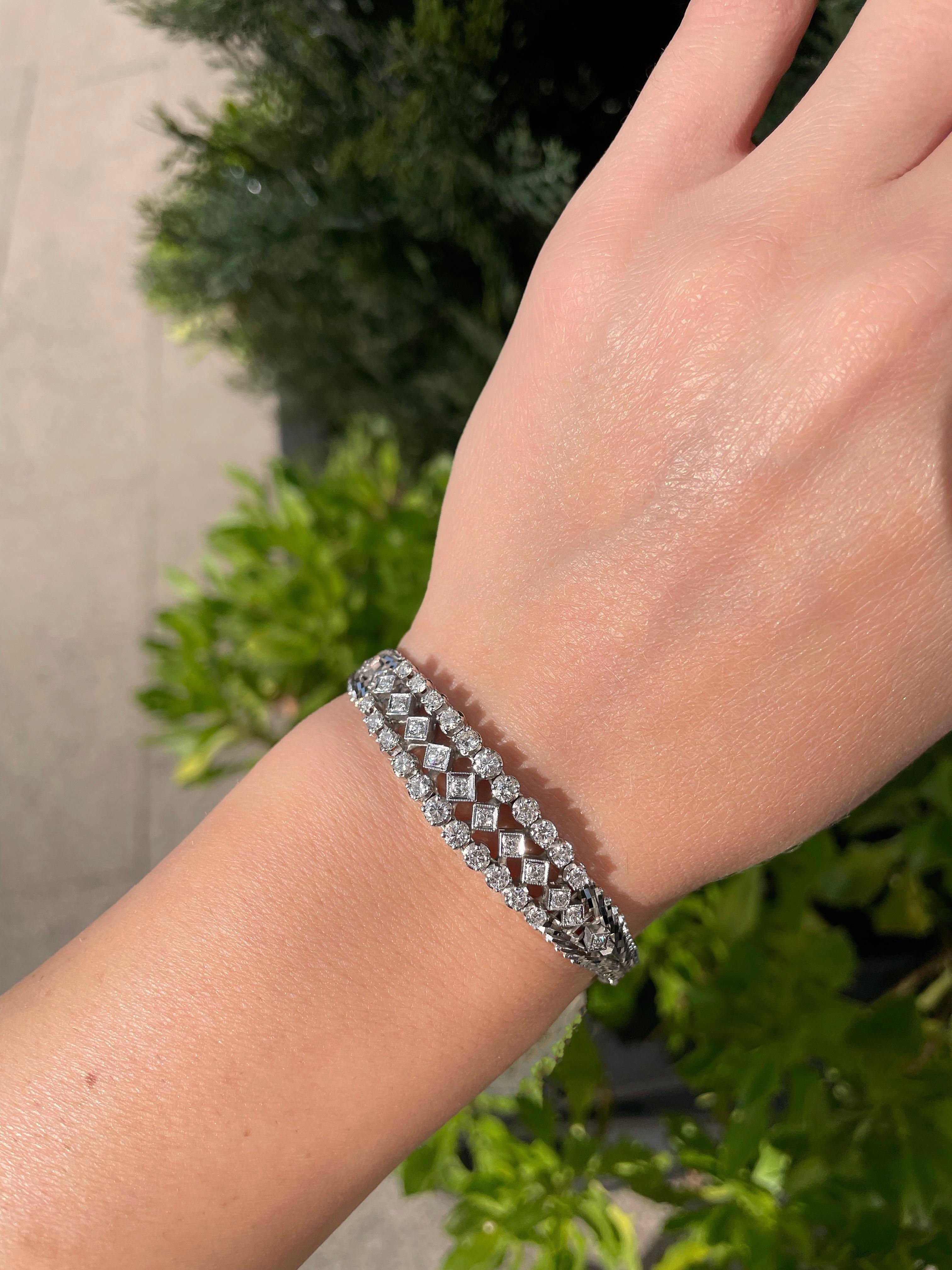 Klassisches Design 18K Weißgold 1ct Diamant-Armband 7
