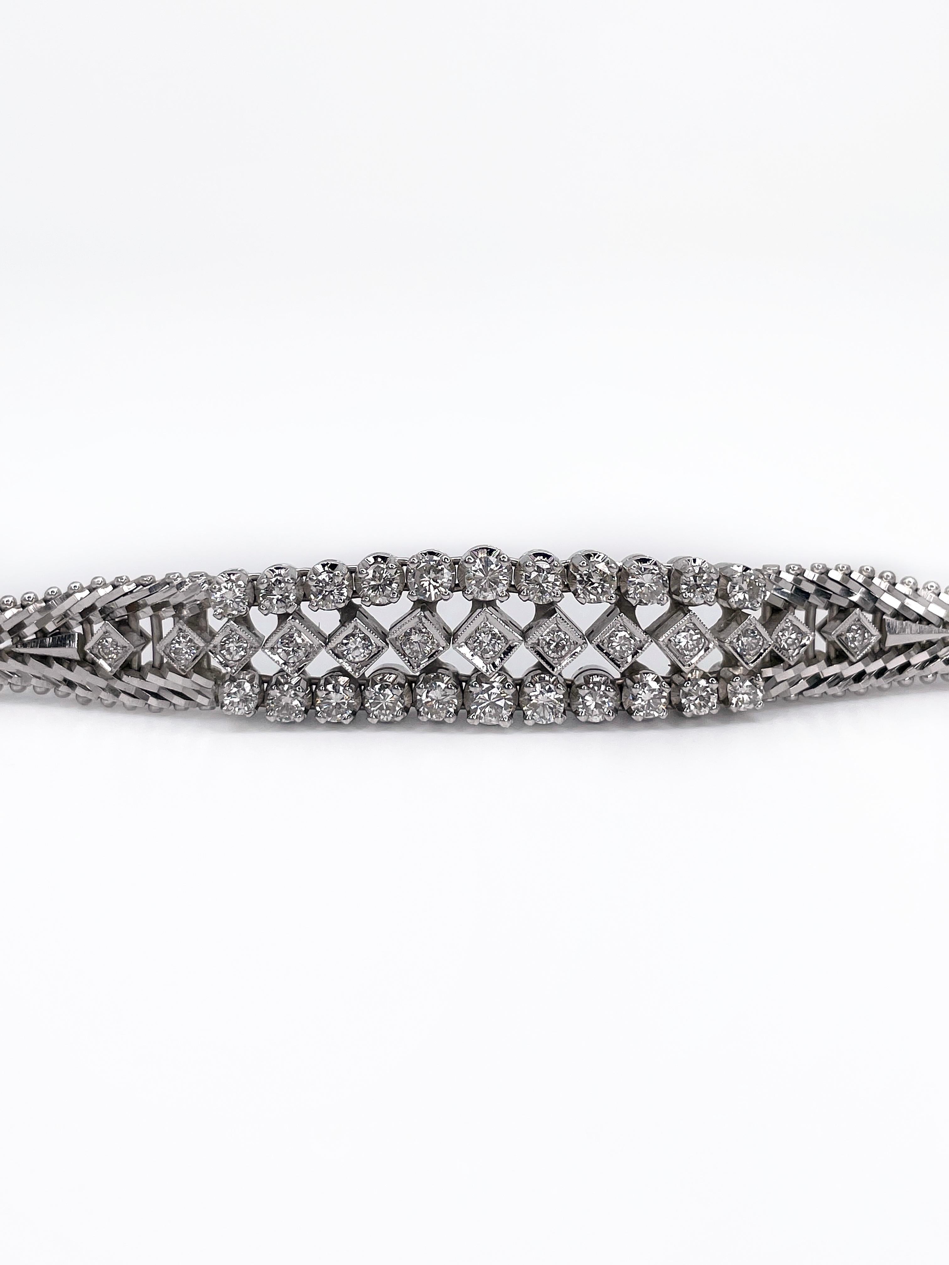 Klassisches Design 18K Weißgold 1ct Diamant-Armband (Rundschliff)