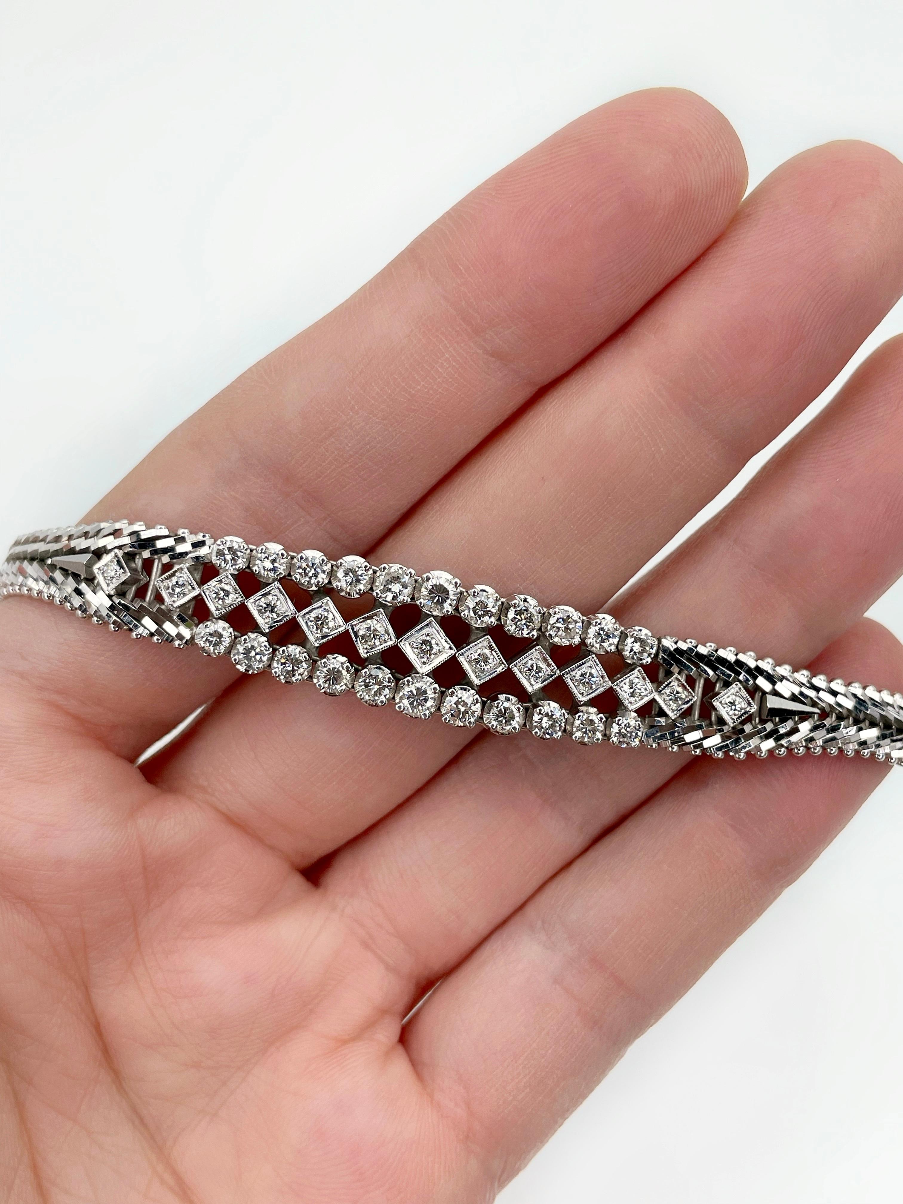 Klassisches Design 18K Weißgold 1ct Diamant-Armband 3