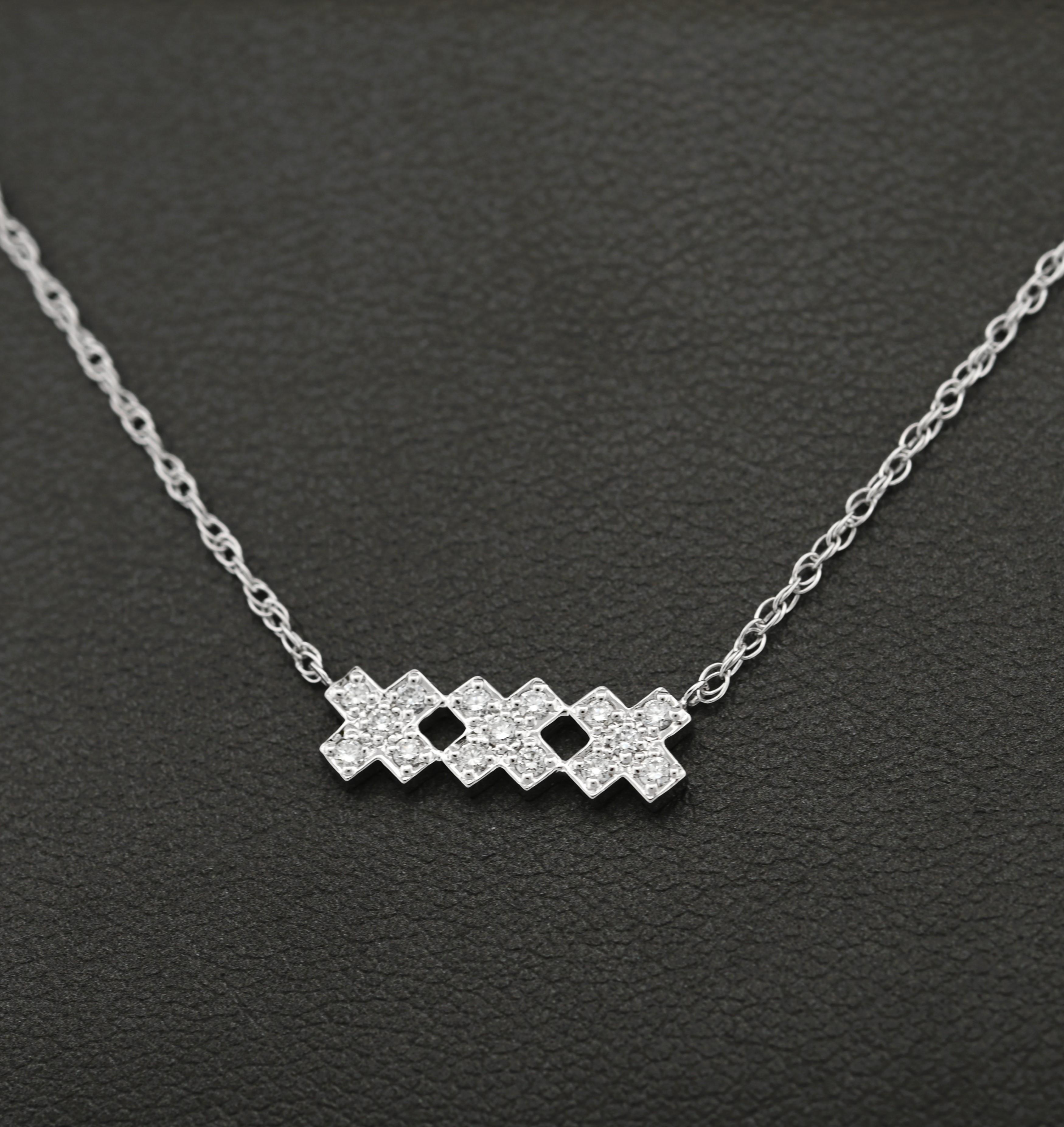 Classic Design 18K Weißgold Gitter Halskette im Zustand „Neu“ im Angebot in Teterboro, NJ