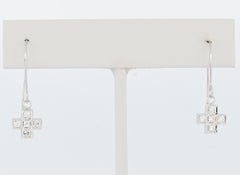 Classic Design 18K White Gold Petite Cross Earrings with Diamonds