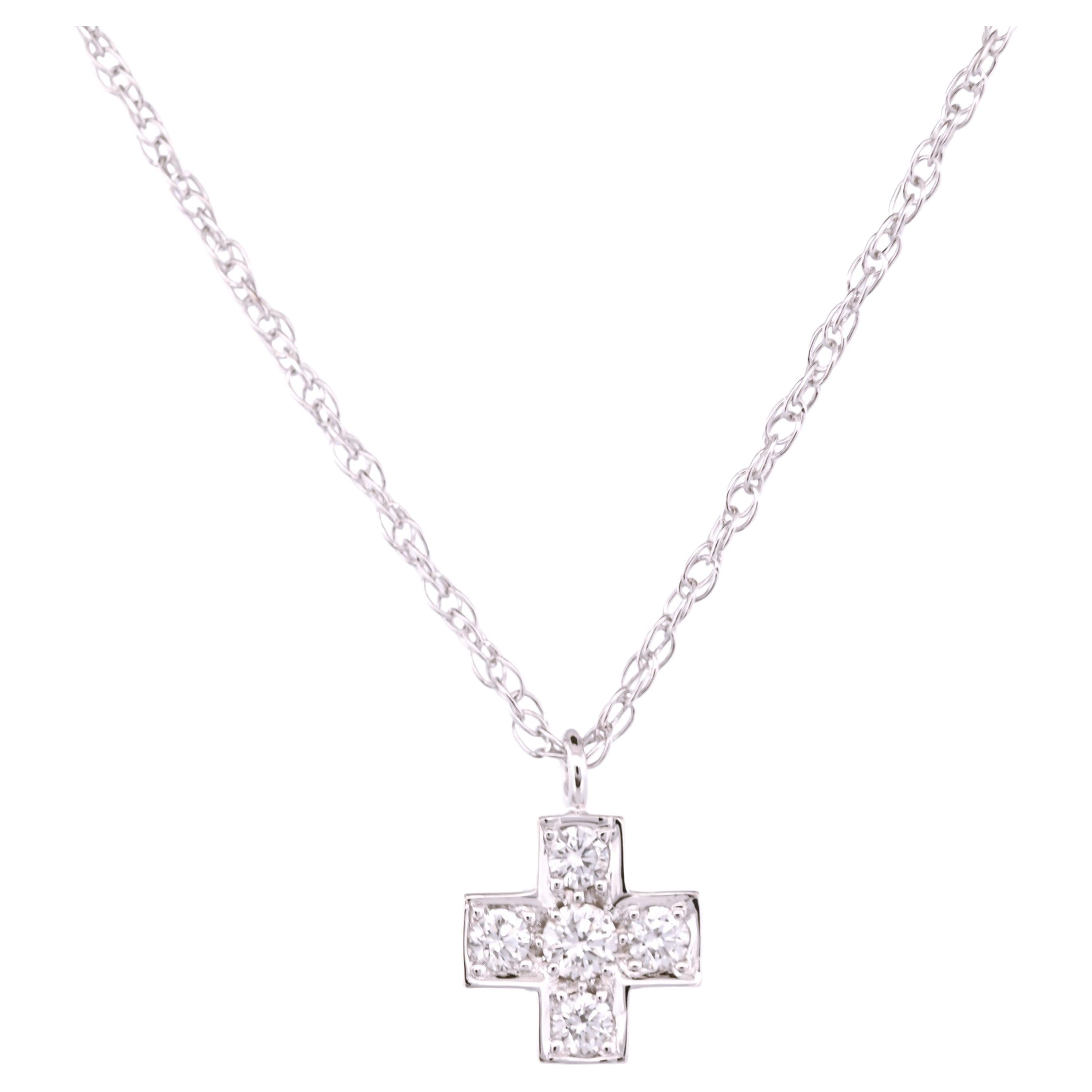 Collana con Croce Petite in oro bianco 18K Classic Design/One
