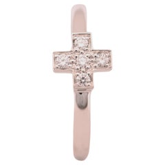 Classic Design 18K White Gold Petite Cross Ring with Diamonds