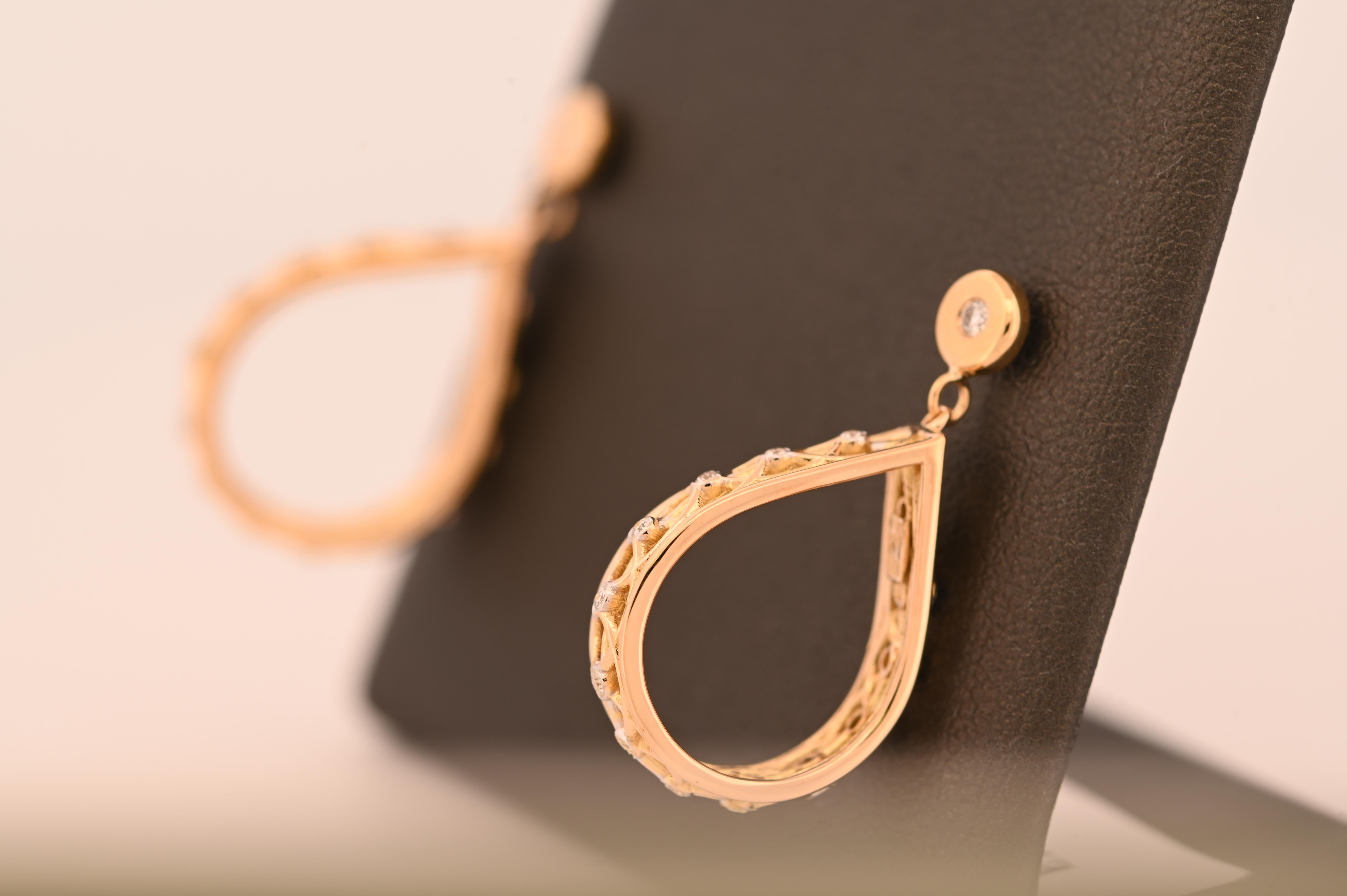 Modern Classic Design 18K Yellow Gold Halo Loop Earring with Diamonds For Sale